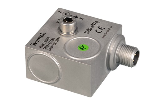 SV 84 - Triaxial outdoor accelerometer 1000 mV/g, connector M12, M6 mounting hole