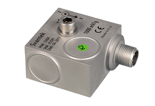 SV 84 - Acelerómetro triaxial exterior 1000 mV/g, conector M12, orificio de montaje M6