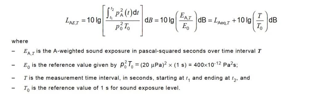 sound exposure level formula calclulation