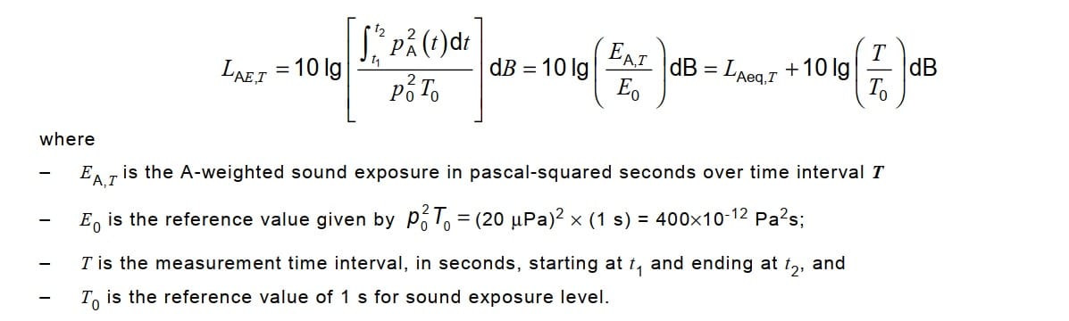 Sound Exposure Level SEL | LAE | Application | Formula | Svantek