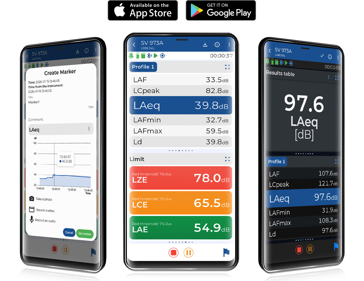 Assistant Pro App Universal instrument control: Manages a wide range of devices, from personal dosimeters to ground vibration monitors, without physical interaction SVANTEK Sound and Vibration